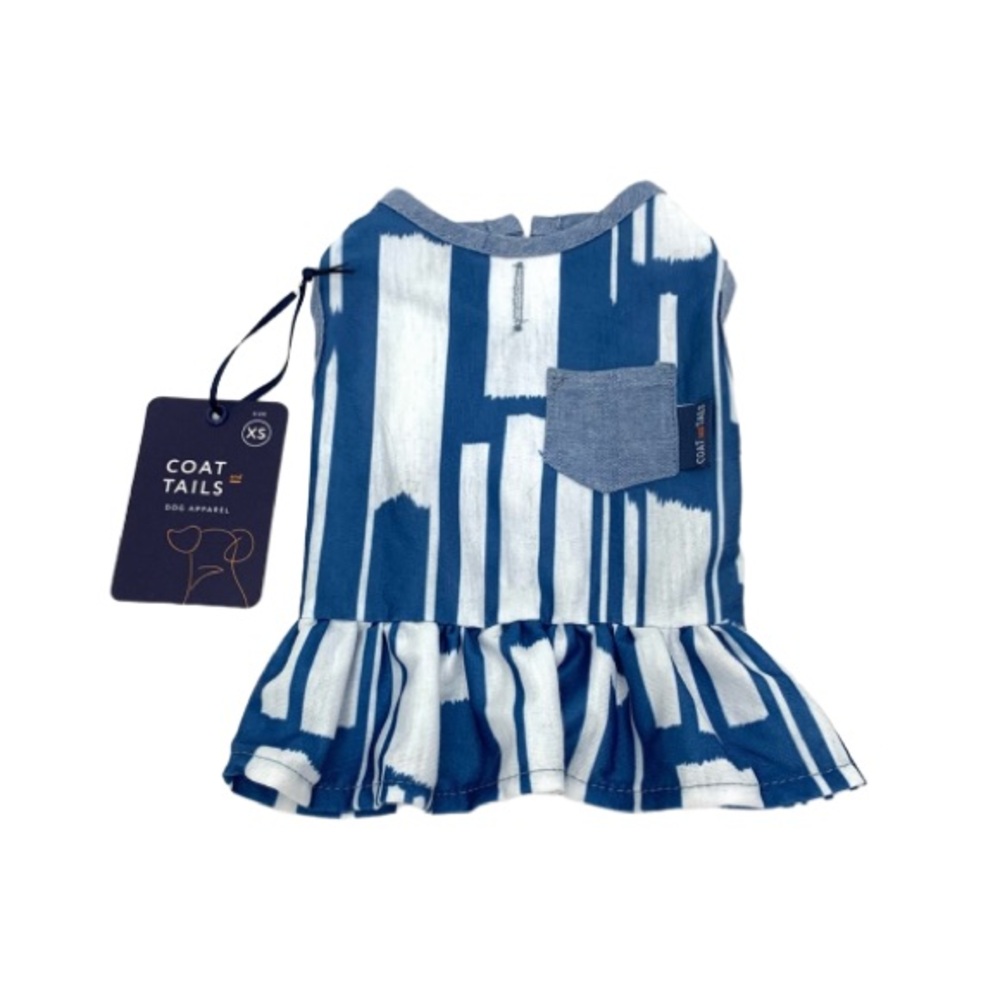 Coat & Tails Dog Apparel Blue & White Abstract Geometric Dress New Nwt Size XS
